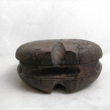 Carrucola di corda paranco in legno massello originale antica