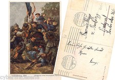 CARTOLINA militare WWI attacco alla baionetta