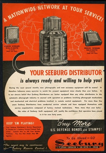 1942 seeburg jukebox wall - jukebox,