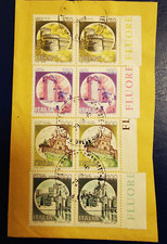CASTELLI d'Italia 4 valori 8 francobolli bordo foglio TIMBRO NITIDO 29 09 95