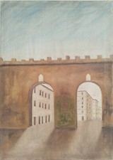 ANTICO DIPINTO AD OLIO ANNI 70 - IL PASSETTO DI BORGO A ROMA - CM 50 X 70