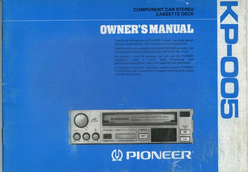 Pioneer ownwer manual - pioneer, ownwer's