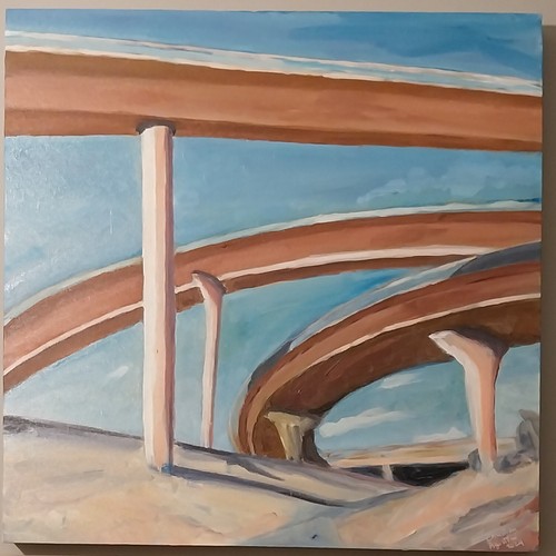 Dipinto olio tela highway - olio,