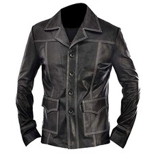 Cappotto Uomo Fight Club Brad Pitt Tyler Durden Giacca Pelle Cosplay Halloween