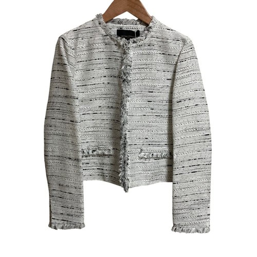 Giacca tweed bianca senza
