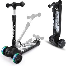 Monopattino bambino 3 ruote lampeggianti , colore nero YOLEO