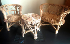 VINTAGE MOBILI PER BARBIE O BAMBOLA ANNI '70 IN VIMINI SALOTTO DOLLS HOUSE