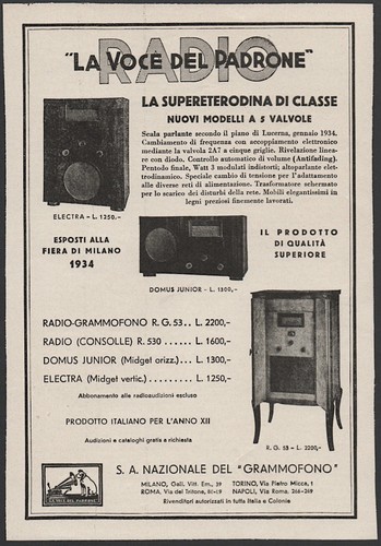 Radio grammofoni voce del - grammofoni,