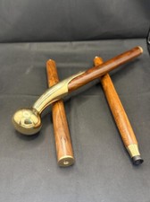 Bastone da passeggio testa ottone fatto a mano vintage bacchette massicce cannae, manico canna legno