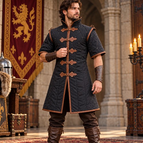 Gambesone medievale con bordo - ,