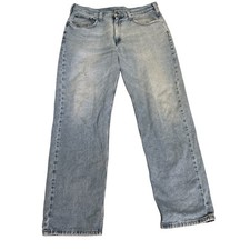Jeans uomo Carhartt lavaggio chiaro blu W36 L32 vestibilità rilassata strappato 100% cotone zip