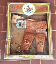 Cinturone doppia fondina GINPEL FAR WEST RELIEF A sbalzo MAI USATO No Tex Willer