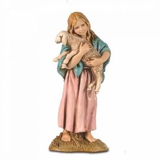 Pastore statuina Moranduzzo Zingarella con agnello 12 cm per presepe