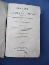 BRUNACCI-ELEMENTI DI ALGEBRA E GEOMETRIA-BOLOGNA 1830-NUMEROSE TAVOLE