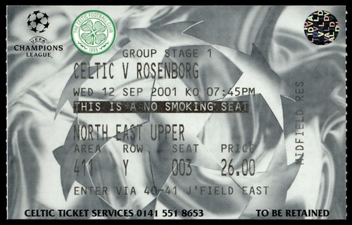 Biglietto 2001 celtic - celtic, vs