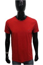 Tommy Hilfiger T-shirt Uomo Rossa Cotone Organico Slim Fit Taglia L Originale