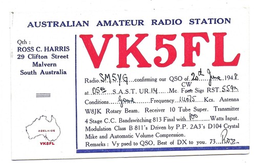 Qsl radio vk5fl clifton - vk5fl, st