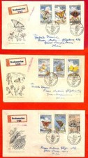aa3166 - CECOSLOVACCHIA - STORIA POSTALE - set di 3 copertine FDC 1961 FARFALLE