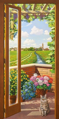 Quadro giardino finestra sulla - quadro,