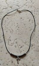 ROSARIO COLLANA CON GANCIO, IN CAUCCIÙ 10 GRANI IN EMATITE E CROCE SATINATA