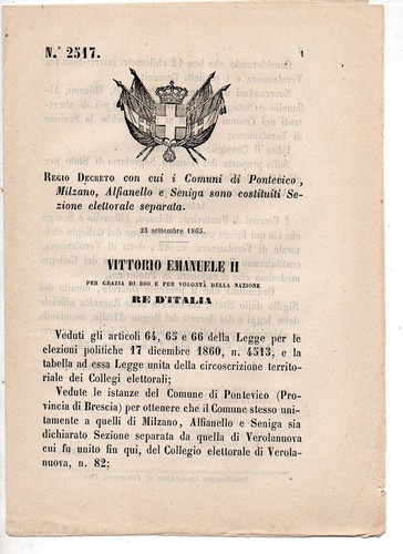 Regio decreto del 1865 comuni - decreto,