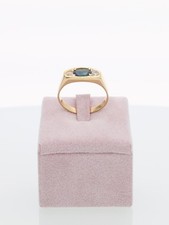 Anello Solitario in Oro Giallo 18 kt con Zaffiro e Brillanti