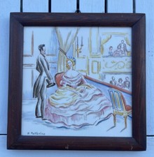 Quadro Quadretto Ceramica Prof. Eugenio Pattarino Mattonella Piastrella Dipinta