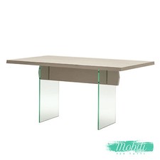 Tavolo con Piano in Rovere Grigio e Gambe in Vetro 200cm - SPEDIZIONE GRATUITA