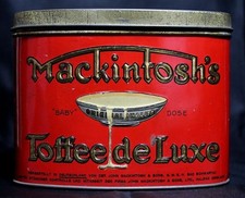 Vecchia rara scatola di latta Mackintosh’s Toffee de Luxe - pubblicità Tin Boite