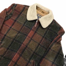 Giacca sherpa vintage Woolrich XL plaid rosso verde pile full zip bomber USA
