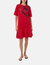 Abito Carolina Herrera Neoprene Con Paillettes Rosso 100% Originale Taglia XS