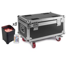 Set 8 Fari PAR LED RGB Con Baule Valigia Ricaricabile Luci Discoteca Eventi