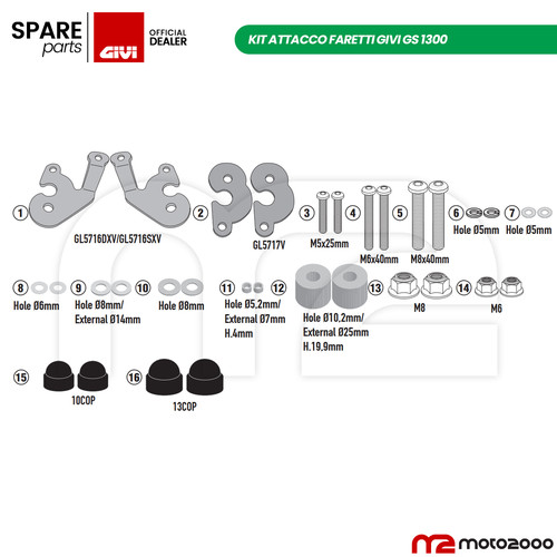 Kit supporto attacco faretti - supporto,