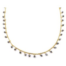 Collana in Argento 925 Placcato Oro Giallo con Pendenti Ovali in Pietra Ematite