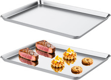 2 Pezzi Teglia Rettangolare in Acciaio Inox,Teglie Da Forno in Acciaio Inox,40 X