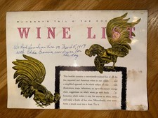 Menu lista vini McHenry's Tail