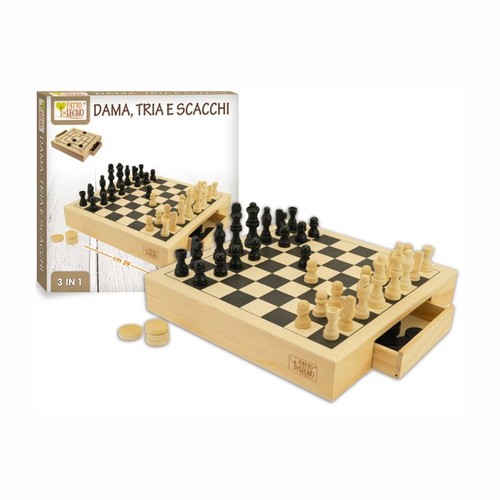 Dama scacchi tria legno 3 - scacchi,