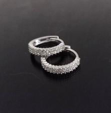 Orecchini in oro bianco 18 ct 750 e doppia fila zirconi 1° misura made in Italy