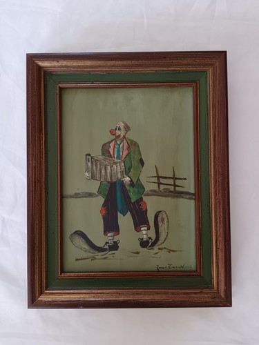 Dipinto vintage clown con - vintage,