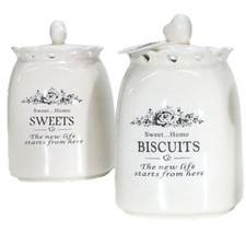 Barattoli bianco per dolci biscotti in ceramica contenitori porta sale zucchero