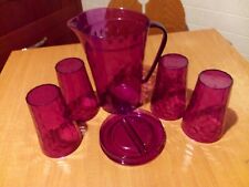 TUPPERWARE CARAFFA DA 2 L CON COPERCHIO +  4 BICCHIERI LINEA PRISMA COLORE VIOLA