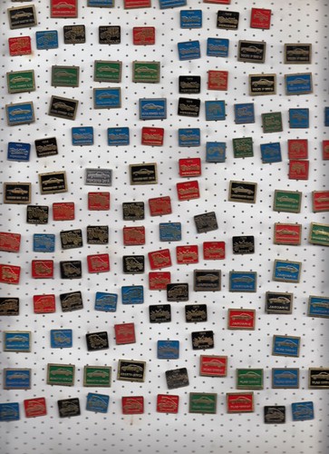 Vintage metal car pin badges - car,