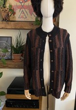 Cardigan lana nero marrone