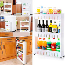 Carrello Salvaspazio Carrellino Cucina Bagno 3 Ripiani con Ruote Ripostiglio
