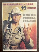 Cartolina per Arruolarsi nella Legione SS Italiana Onore Fedeltà Coraggio