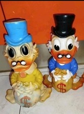 2 Pupazzi Gomma Disney Zio Paperone U.Scrooge Picsou LEDRA Ledraplastic Dagobert