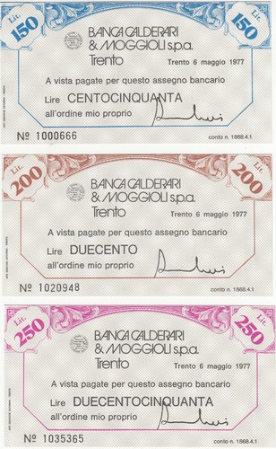 Miniassegni 1977 banca - 1977,