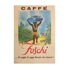 Manifesto poster pubblicitario caffè Foschi illustrato Gianrosa epoca 1950s