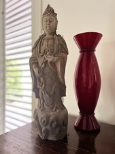 Buddha, imponente antica scultura in legno di grandi dimensioni
