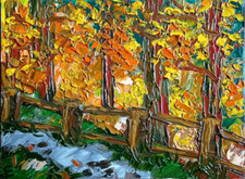 Dipinto ad olio foresta